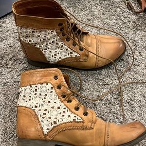 Lace up leather boots